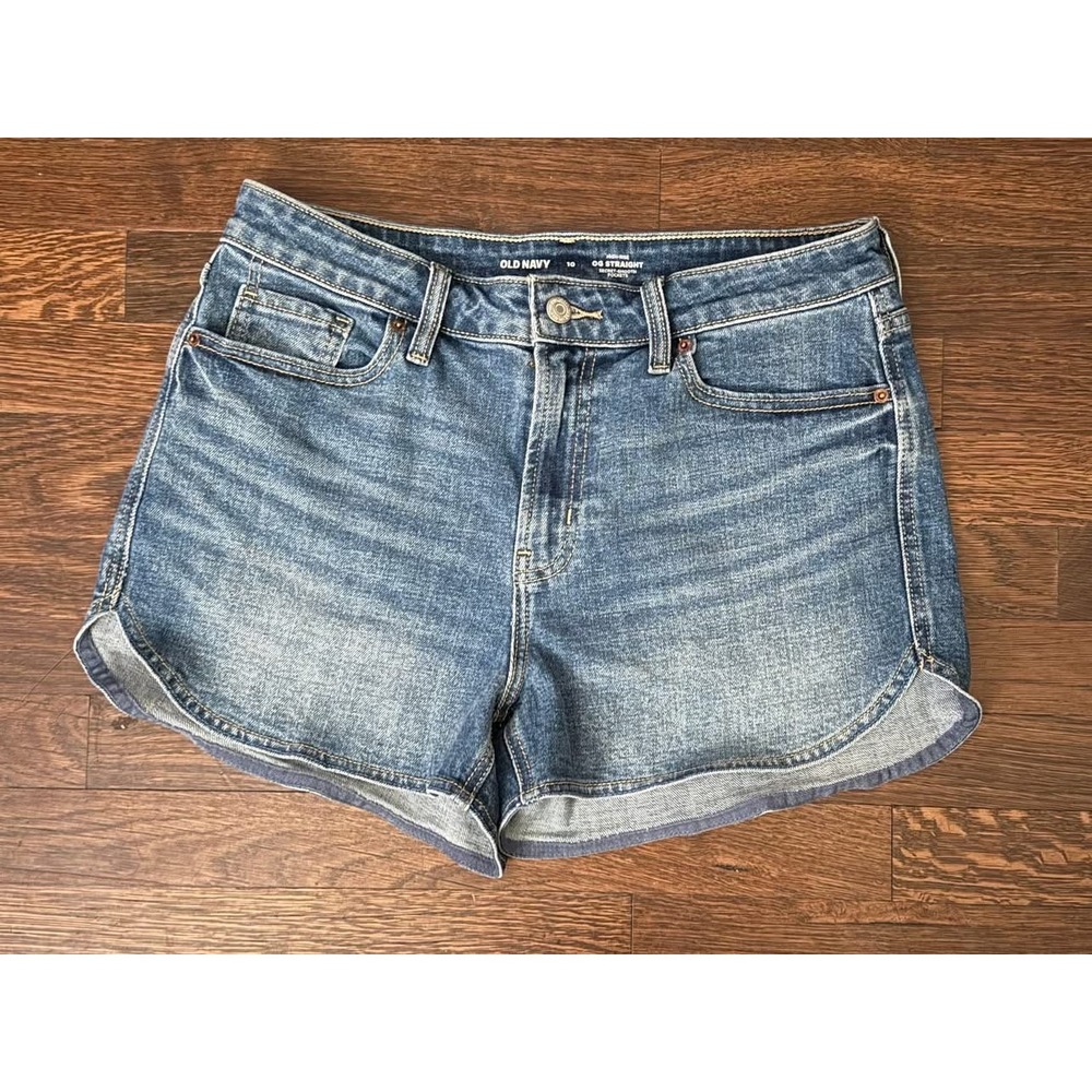 Old Navy Womens OG Straight High Rise Denim Shorts Medium Wash Blue Size 10